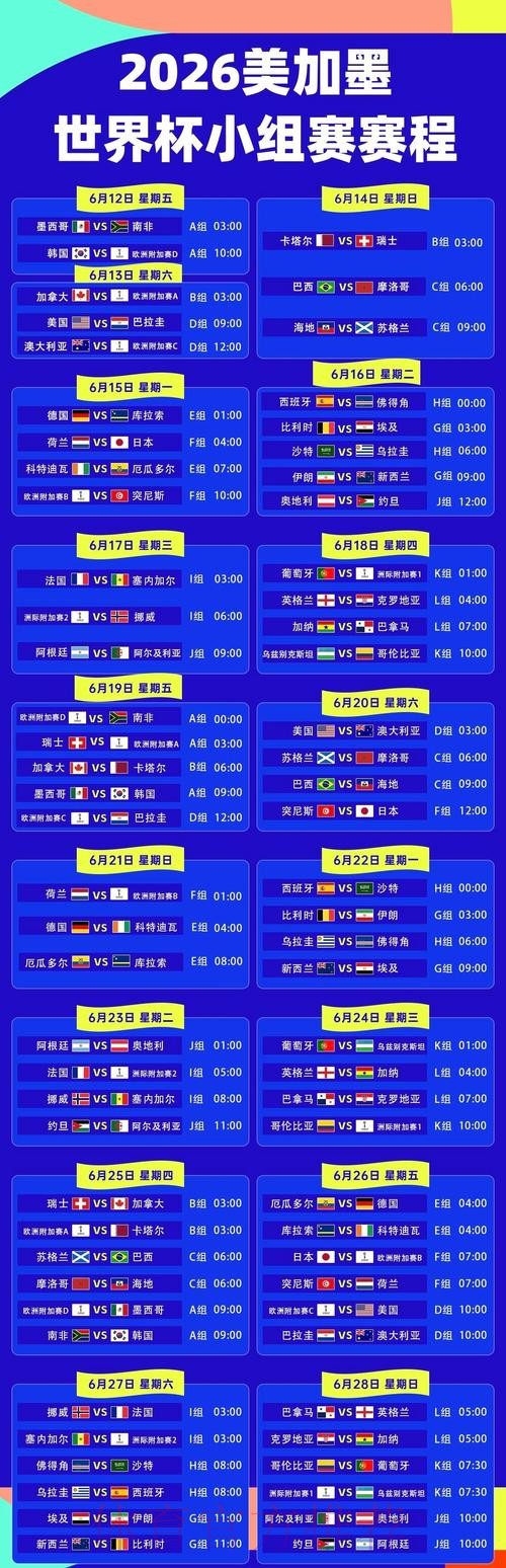 2026美加墨世界杯赛程哪里可以看 2026美加墨世界杯赛程哪里可以看